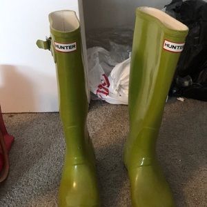 Green tall hunter boots